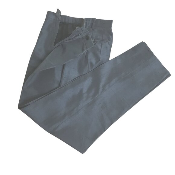 VTG ALGO COUTURE Switzerland Silk Blazer Pants Suit Gray 2pc 80s Power Suit Sz 8 - Picture 6 of 13